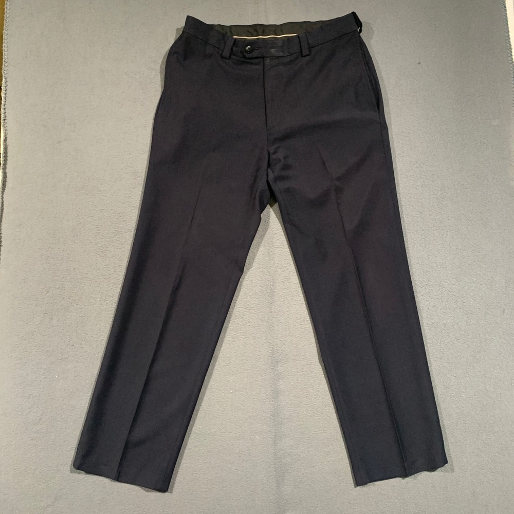 Haggar Dress Pants Mens 32x30 Navy Blue Repreve Recycled Straight Leg Trousers